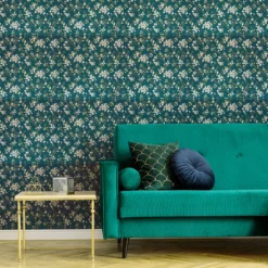 Boutique Eliza Teal Floral Smooth Wallpaper -Hammerite Shop boutique eliza teal floral smooth wallpaper5011583501490 01i bq