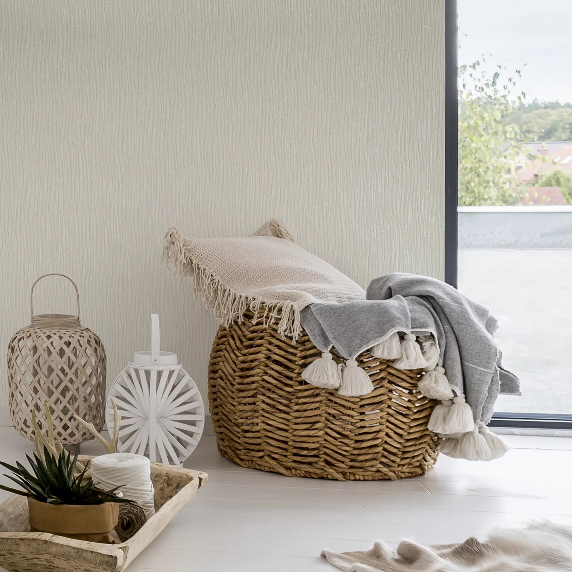 Boutique Shimmer Ivory Metallic & Glitter Effect Wave Textured Wallpaper 7 Boutique Shimmer Ivory Metallic & Glitter Effect Wave Textured Wallpaper - Image 5