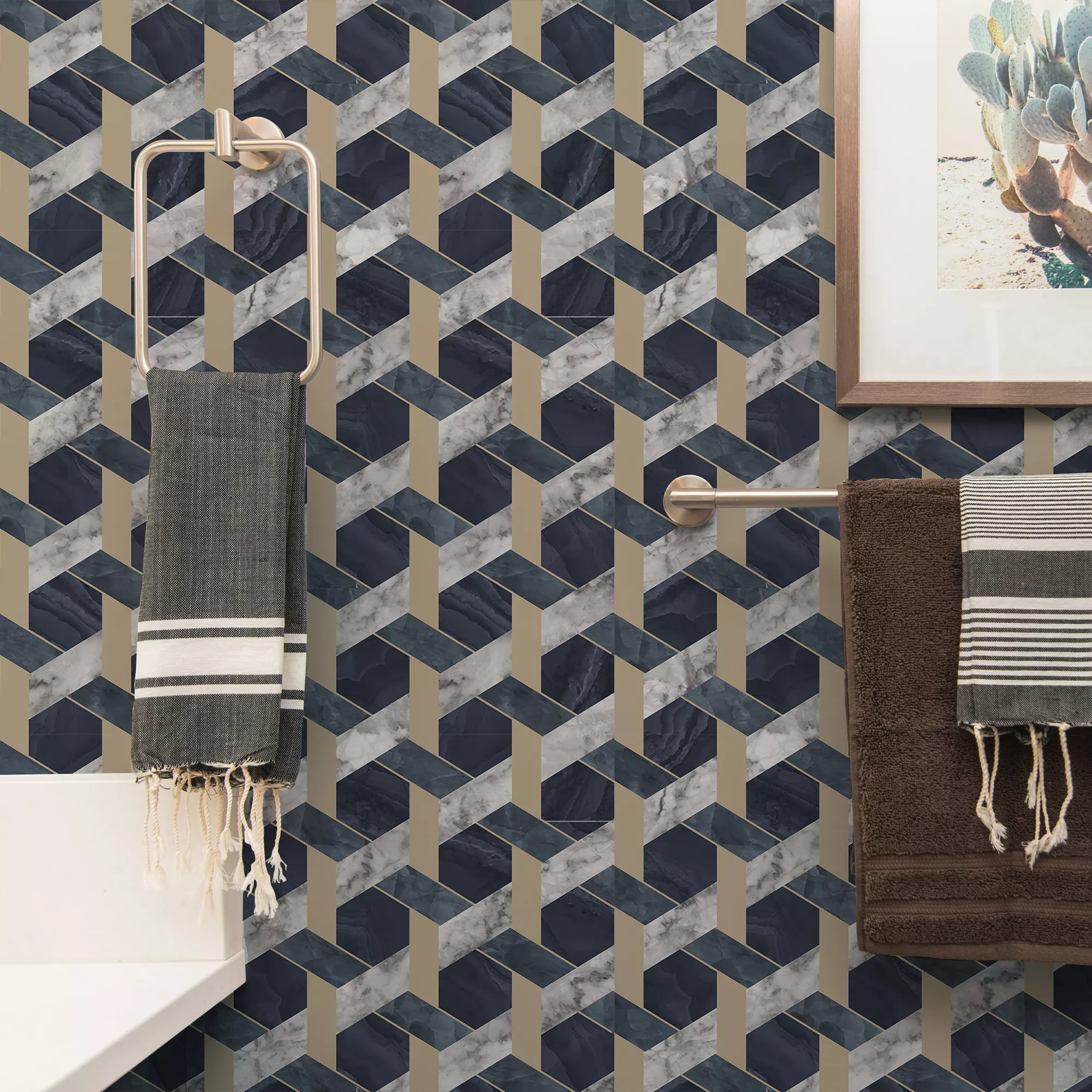 Contour Blue Geometric Metallic Effect Smooth Wallpaper 6 Contour Blue Geometric Metallic Effect Smooth Wallpaper - Image 4