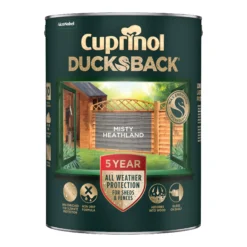 Cuprinol Ducksback Misty Heathland Matt Arbours, Fencing, Gates, Sheds & Summerhouses Treatment, 5L -Hammerite Shop cuprinol ducksback misty heathland matt arbours fencing gates sheds summerhouses treatment 5l5010212667217 08c bq