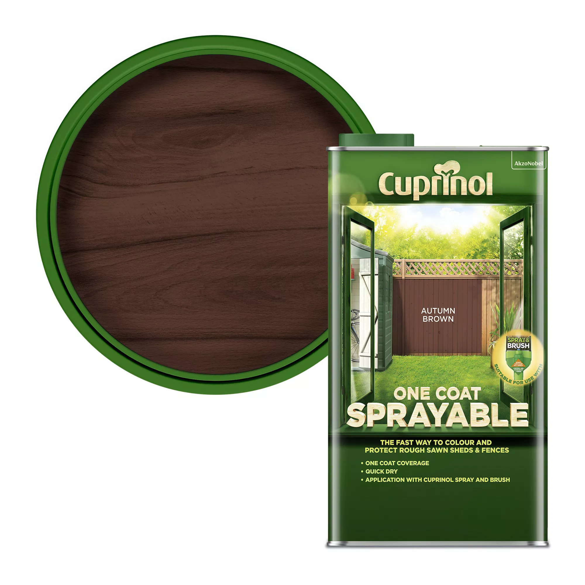 Cuprinol One Coat Sprayable Autumn Brown Matt Fence & Shed Treatment, 5L 3 Cuprinol One Coat Sprayable Autumn Brown Matt Fence & Shed Treatment, 5L