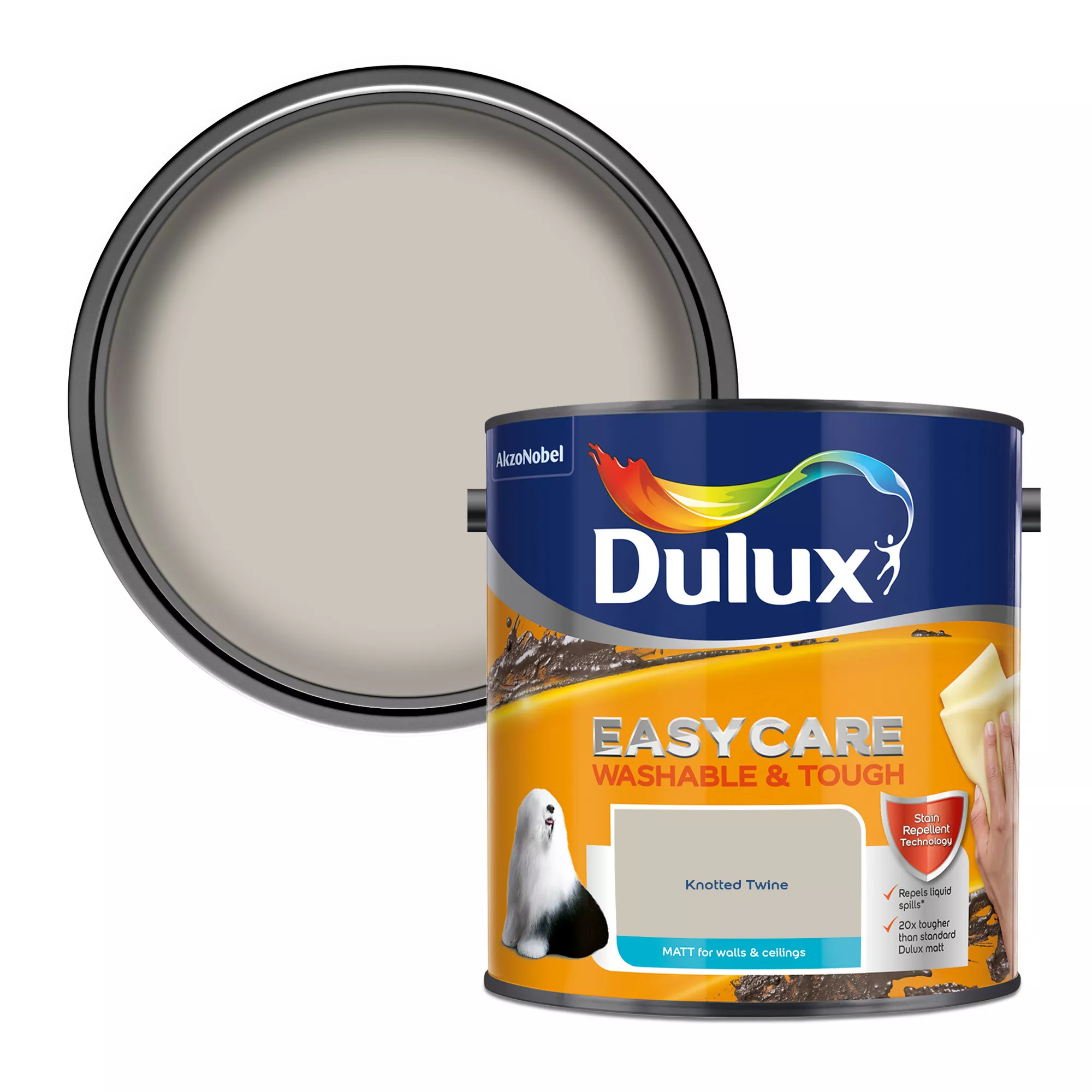 Dulux Easycare Washable & Tough Knotted Twine Matt Wall Paint, 2.5L 3 Dulux Easycare Washable & Tough Knotted Twine Matt Wall Paint, 2.5L