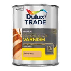 Dulux Trade Diamond Clear Gloss Floor Wood Varnish, 1L -Hammerite Shop dulux trade diamond clear gloss floor wood varnish 1l5010212475768 08c bq