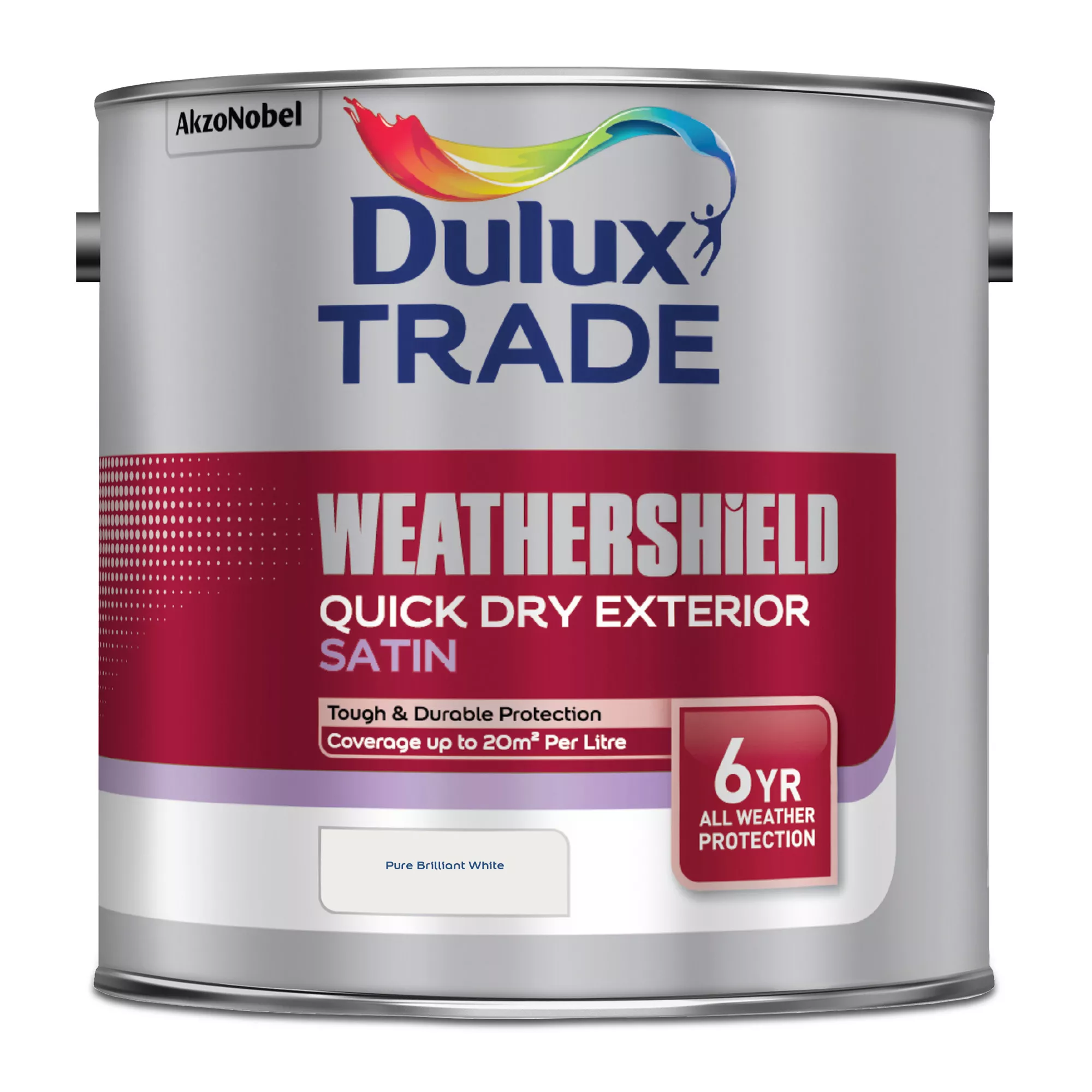 Dulux Trade Pure Brilliant White Satinwood Exterior Metal & Wood Paint, 2.5L 4 Dulux Trade Pure Brilliant White Satinwood Exterior Metal & Wood Paint, 2.5L - Image 2