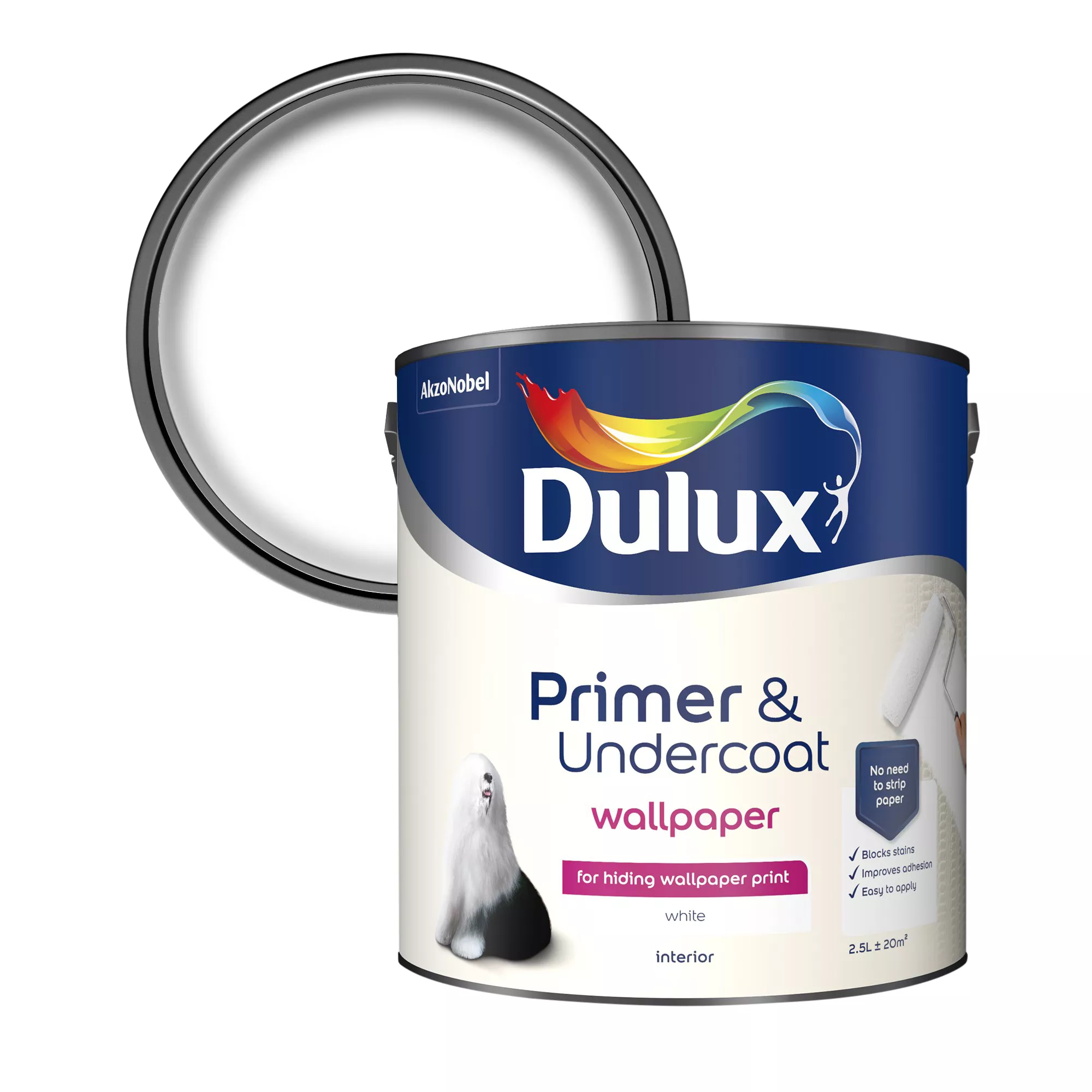Dulux Walls White Wallpaper Primer & Undercoat, 2.5L 3 Dulux Walls White Wallpaper Primer & Undercoat, 2.5L