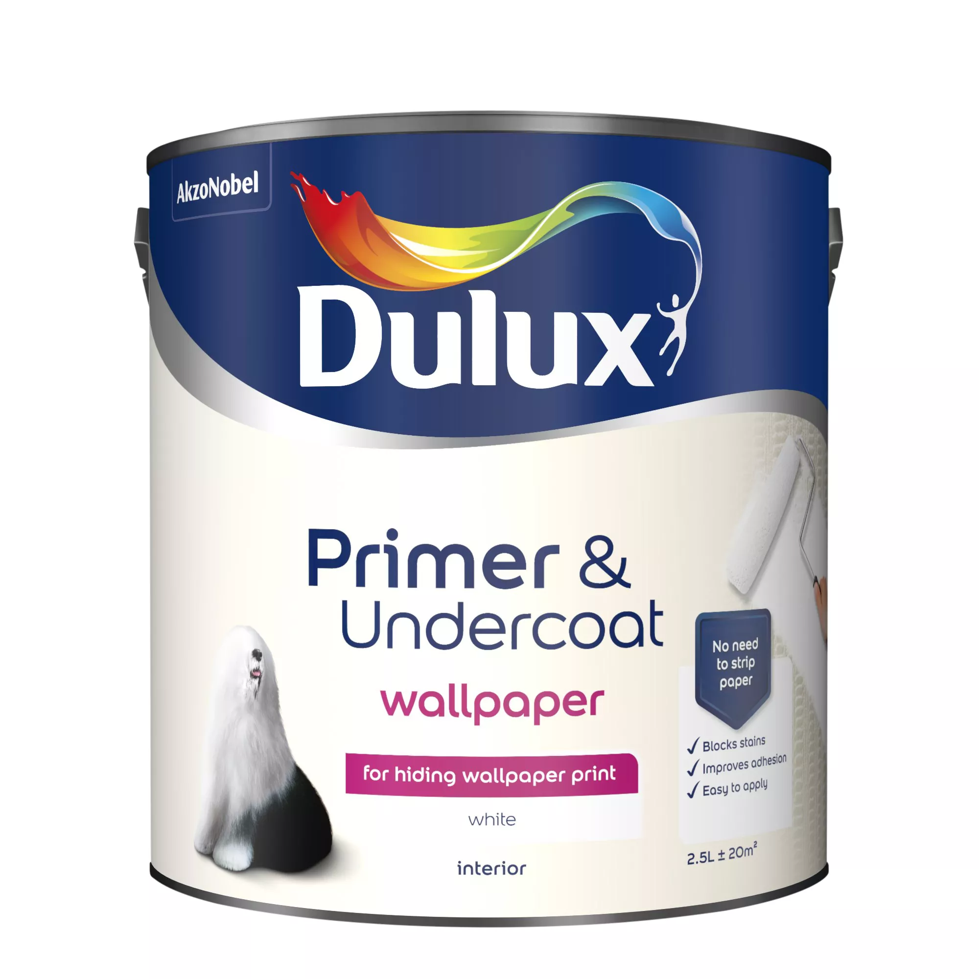 Dulux Walls White Wallpaper Primer & Undercoat, 2.5L 4 Dulux Walls White Wallpaper Primer & Undercoat, 2.5L - Image 2