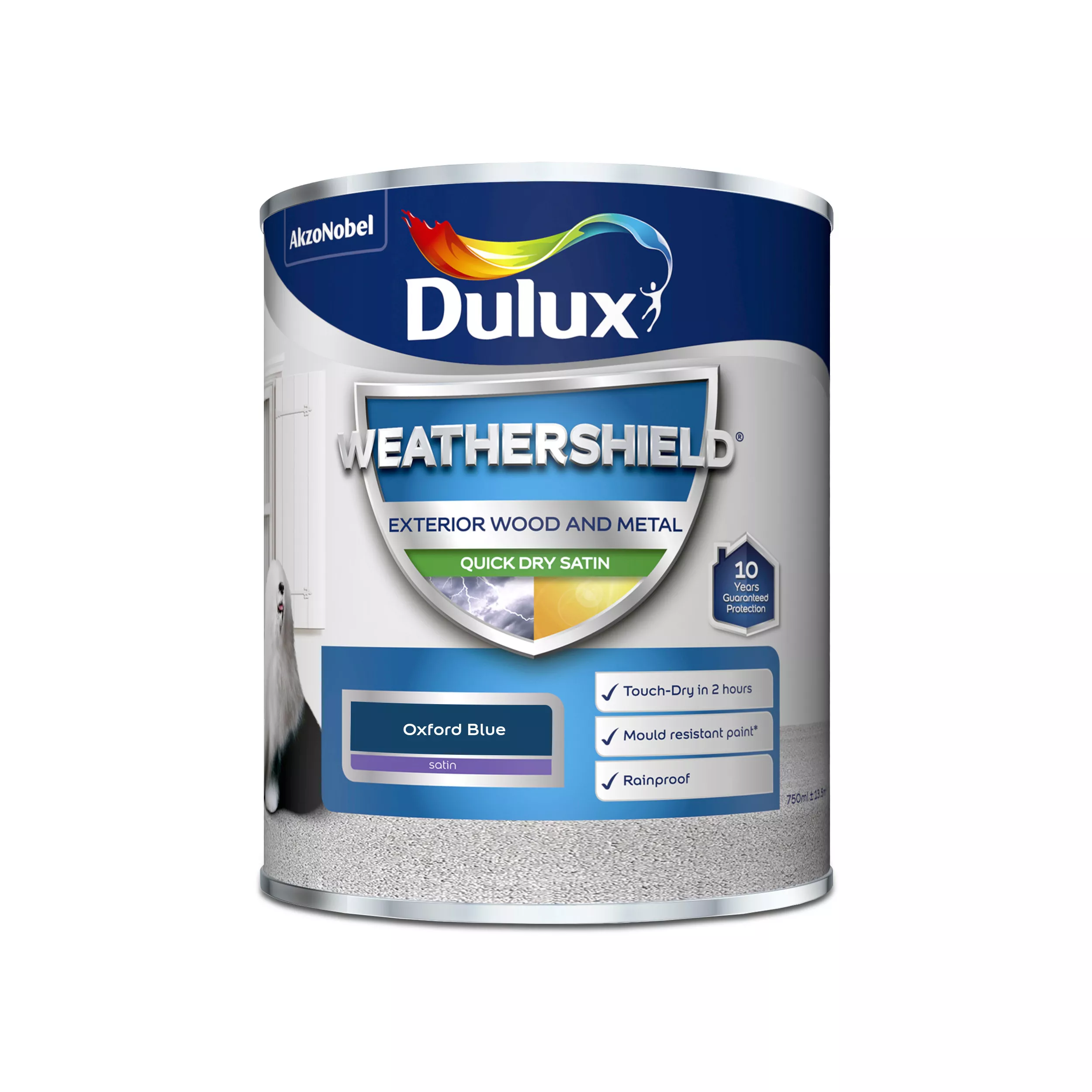 Dulux Weathershield Oxford Blue Satinwood Exterior Metal & Wood Paint, 750ml 4 Dulux Weathershield Oxford Blue Satinwood Exterior Metal & Wood Paint, 750ml - Image 2