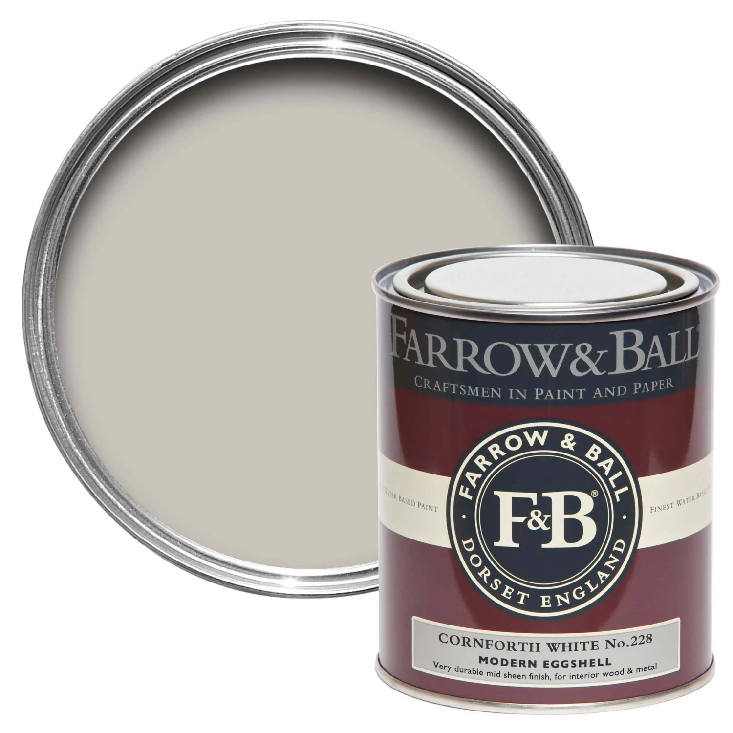 Farrow & Ball Modern Cornforth White No.228 Eggshell Paint, 750ml 3 Farrow & Ball Modern Cornforth White No.228 Eggshell Paint, 750ml