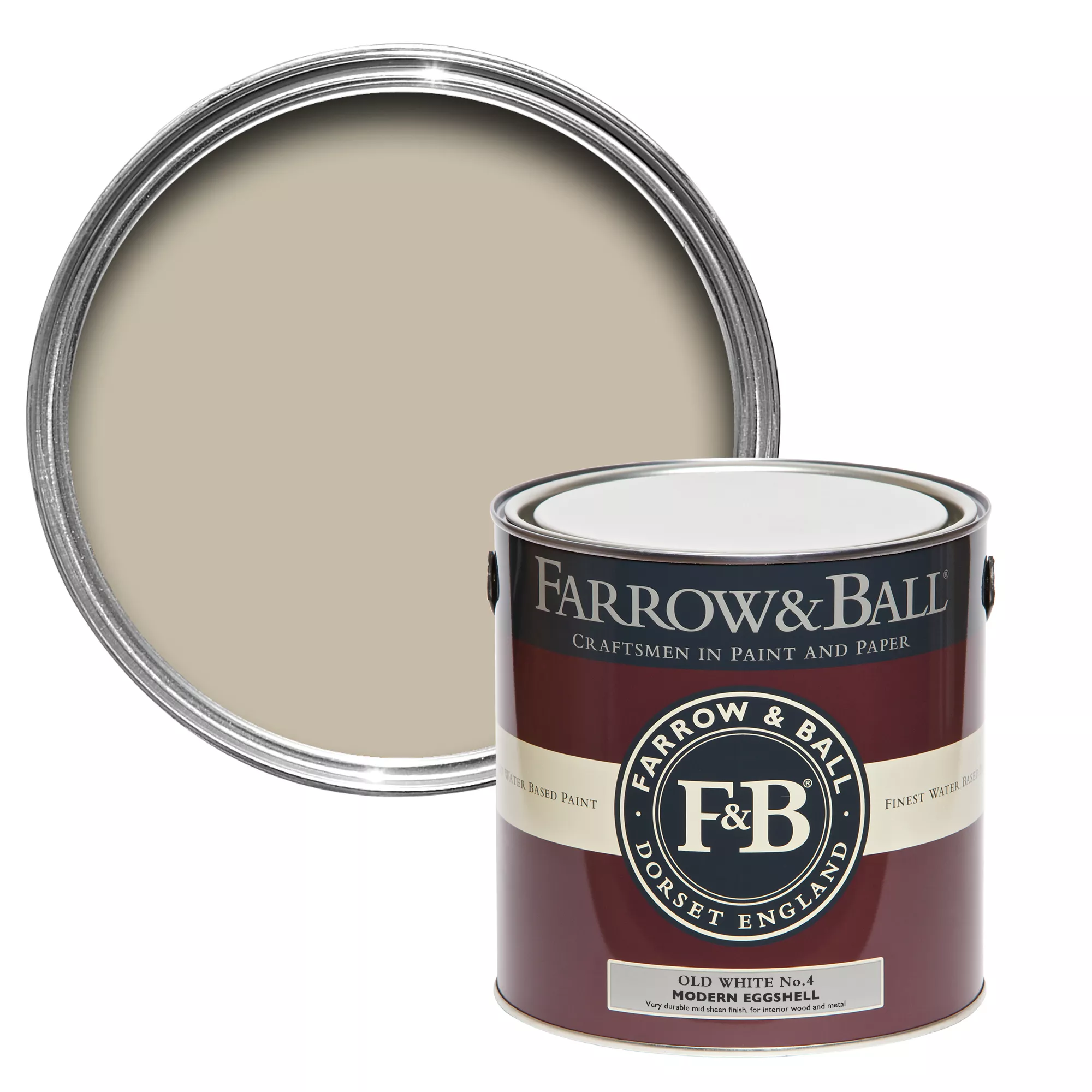 Farrow & Ball Modern Old White No.4 Eggshell Paint, 2.5L 3 Farrow & Ball Modern Old White No.4 Eggshell Paint, 2.5L