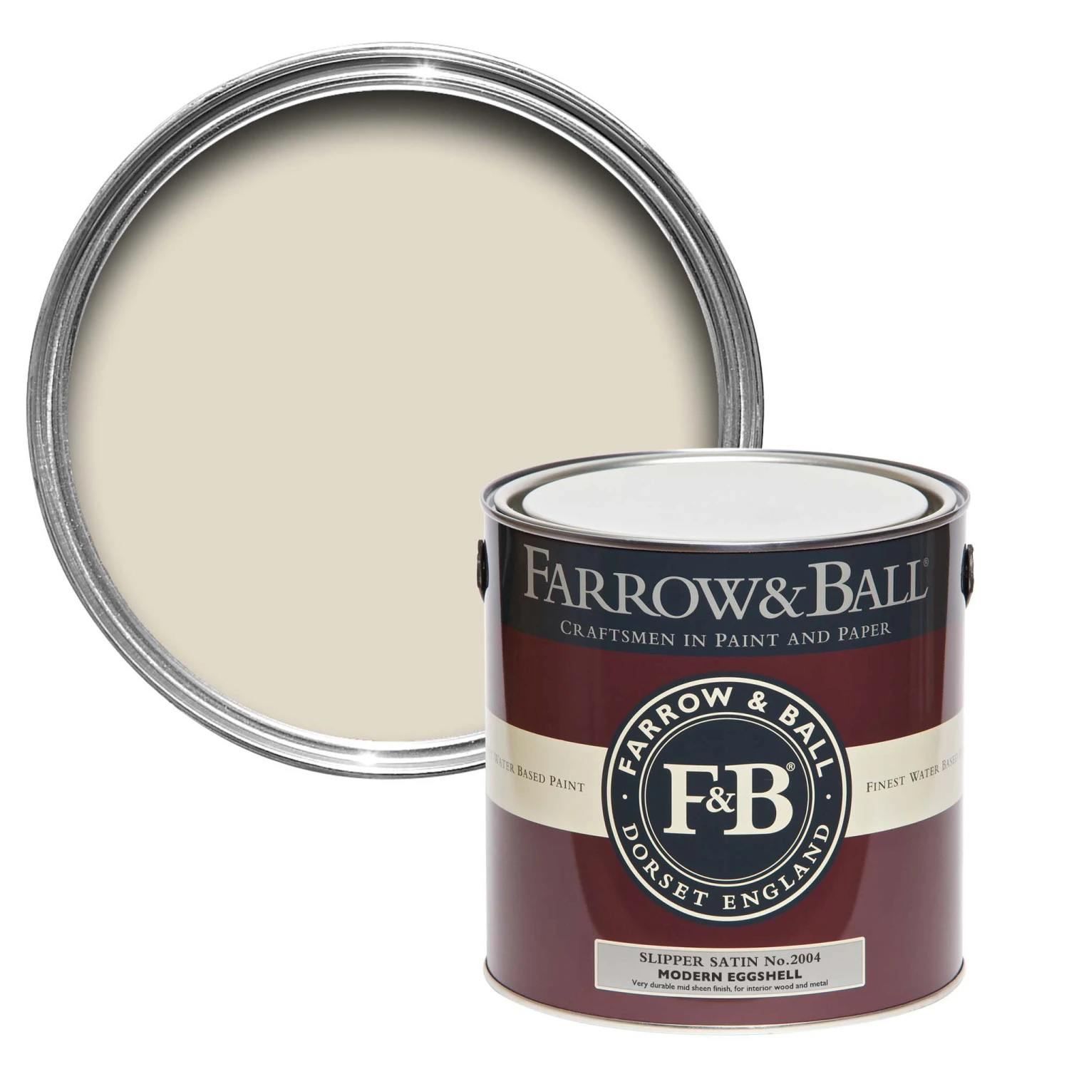 Farrow & Ball Modern Slipper Satin No.2004 Eggshell Paint, 2.5L 3 Farrow & Ball Modern Slipper Satin No.2004 Eggshell Paint, 2.5L