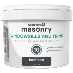 GoodHome Baltimore Smooth Matt Masonry Paint, 2.5L Tin -Hammerite Shop goodhome baltimore smooth matt masonry paint 2 5l tin5059340295961 02c