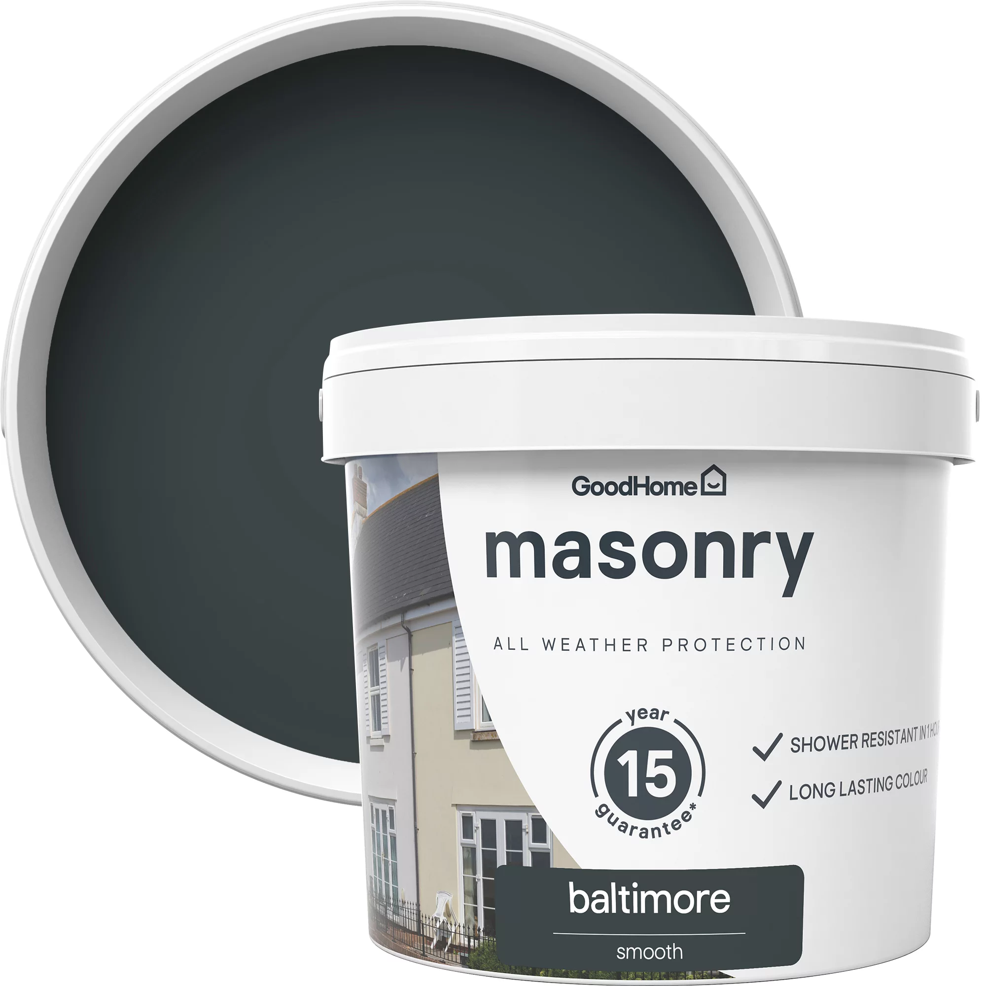 GoodHome Baltimore Smooth Matt Masonry Paint, 5L Tin 3 GoodHome Baltimore Smooth Matt Masonry Paint, 5L Tin