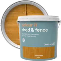 GoodHome Colour It Golden Oak Matt Fence & Shed Stain, 9L -Hammerite Shop goodhome colour it golden oak matt fence shed stain 9l5036581089160 37c