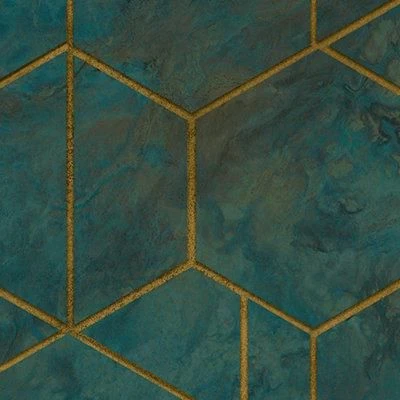 GoodHome Diap Teal Geometric Metallic Effect Textured Wallpaper 5 GoodHome Diap Teal Geometric Metallic Effect Textured Wallpaper - Image 3