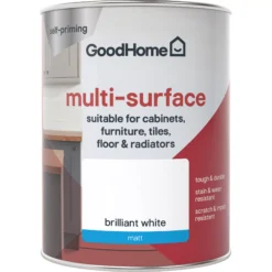 GoodHome Durable North Pole (Brilliant White) Matt Multi-surface Paint, 750ml -Hammerite Shop goodhome durable north pole brilliant white matt multi surface paint 750ml3663602585626 02c