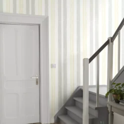 GoodHome Eulophia Grey & Yellow Striped Textured Wallpaper -Hammerite Shop goodhome eulophia grey yellow striped textured wallpaper3663602560593 01i bq