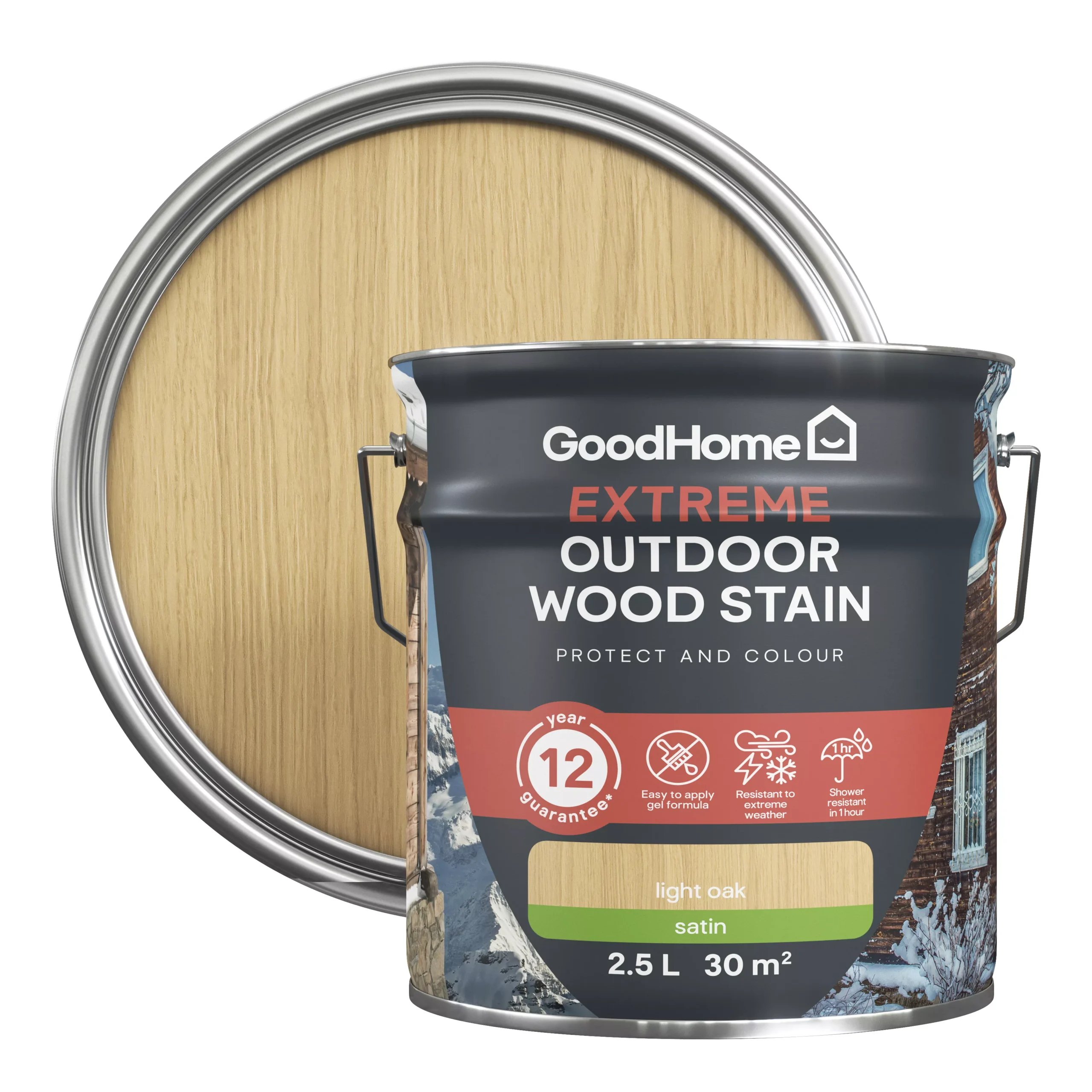 GoodHome Extreme Outdoor Light Oak Satin Quick Dry Wood Stain, 2.5L 3 GoodHome Extreme Outdoor Light Oak Satin Quick Dry Wood Stain, 2.5L