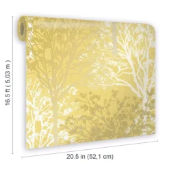 GoodHome Foxhill Yellow Trees Metallic Effect Smooth Wallpaper -Hammerite Shop goodhome foxhill yellow trees metallic effect smooth wallpaper5059340410425 02t