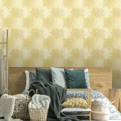 GoodHome Foxhill Yellow Trees Metallic Effect Smooth Wallpaper -Hammerite Shop goodhome foxhill yellow trees metallic effect smooth wallpaper5059340410425 20i