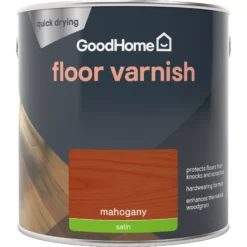 GoodHome Mahogany Satin Floor Wood Varnish, 2.5L 9 GoodHome Mahogany Satin Floor Wood Varnish, 2.5L -Hammerite Shop goodhome mahogany satin floor wood varnish 2 5l5059340487007 02c