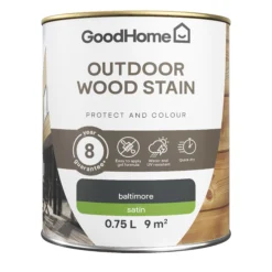GoodHome Outdoor Baltimore Satin Quick Dry Wood Stain, 750ml -Hammerite Shop goodhome outdoor baltimore satin quick dry wood stain 750ml5059340297439 02c