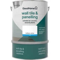 GoodHome Renovation Brilliant White Matt Wall Tile & Panelling Paint, 2L -Hammerite Shop goodhome renovation brilliant white matt wall tile panelling paint 2l5059340288468 02c