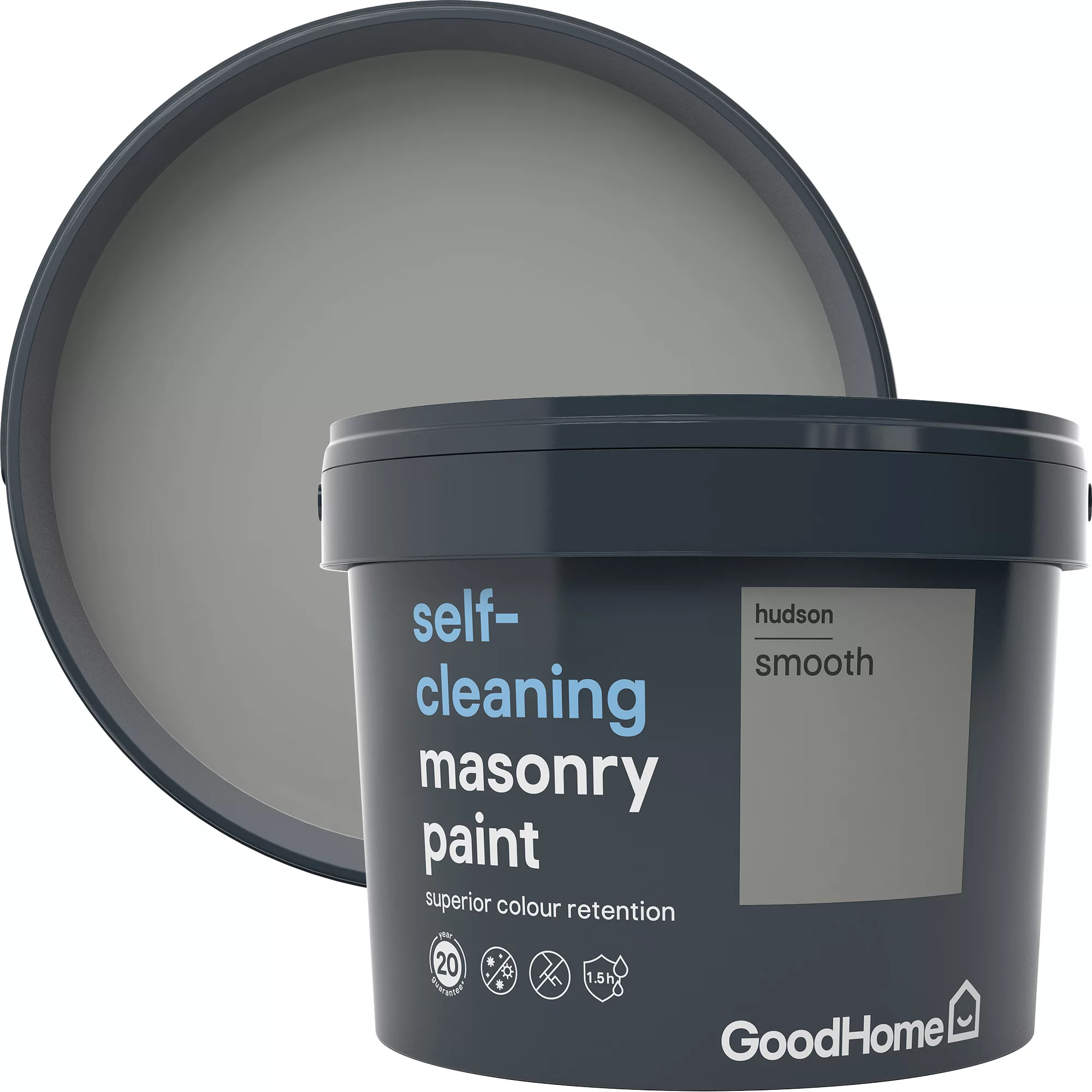 GoodHome Self-cleaning Hudson Smooth Matt Masonry Paint, 10L 3 GoodHome Self-cleaning Hudson Smooth Matt Masonry Paint, 10L