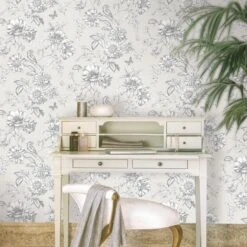 GoodHome Stanmer Beige Floral Mica Effect Textured Wallpaper -Hammerite Shop goodhome stanmer beige floral mica effect textured wallpaper5059340410203 01i
