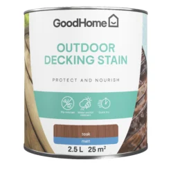 GoodHome Teak Matt Quick Dry Decking Wood Stain, 2.5L 9 GoodHome Teak Matt Quick Dry Decking Wood Stain, 2.5L -Hammerite Shop goodhome teak matt quick dry decking wood stain 2 5l5059340297163 02c