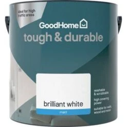 GoodHome Tough & Durable Brilliant White Matt Emulsion Paint, 2.5L -Hammerite Shop goodhome tough durable brilliant white matt emulsion paint 2 5l5059340232089 02c bq