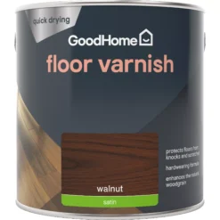 GoodHome Walnut Satin Floor Wood Varnish, 2.5L 11 GoodHome Walnut Satin Floor Wood Varnish, 2.5L -Hammerite Shop goodhome walnut satin floor wood varnish 2 5l5059340486987 02c