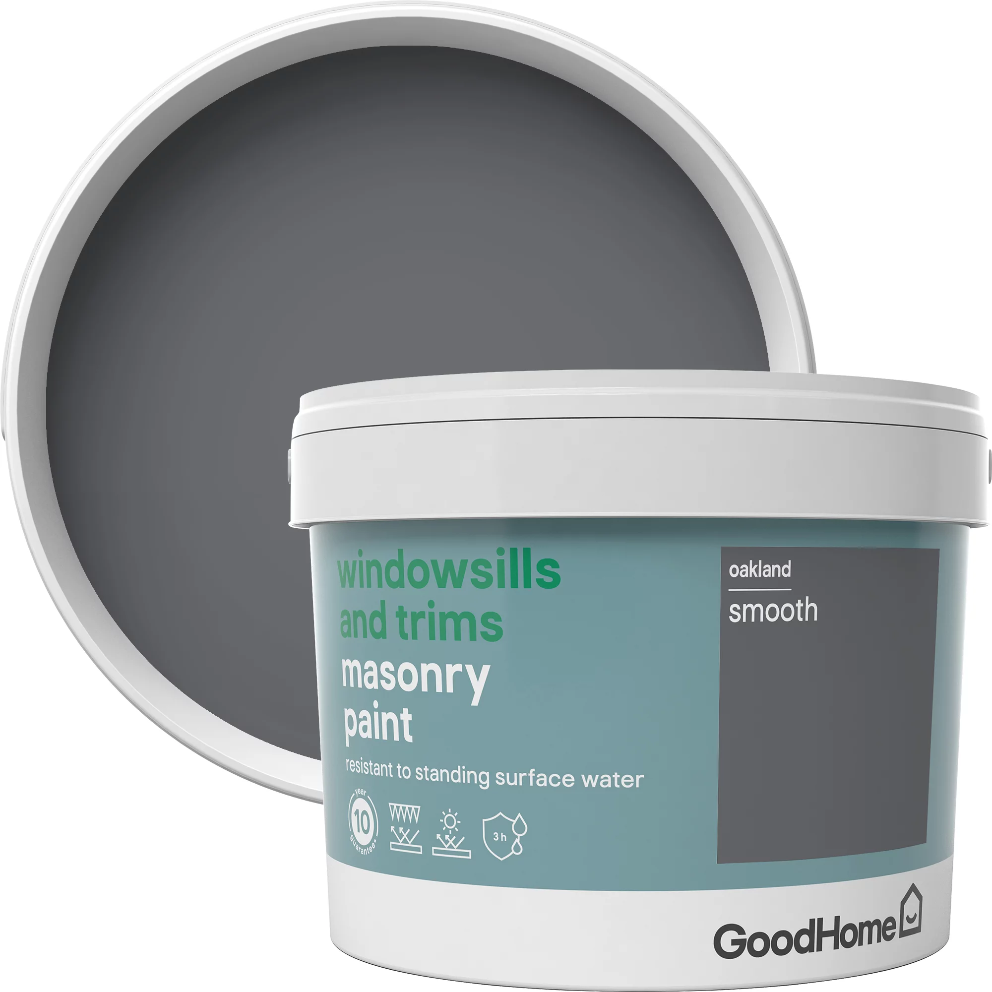 GoodHome Windowsills & Trims Oakland Smooth Matt Masonry Paint, 2.5L 6 GoodHome Windowsills & Trims Oakland Smooth Matt Masonry Paint, 2.5L - Image 4