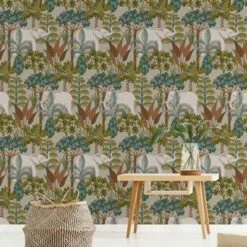 Grandeco Multicolour Elephant Forest Embossed Wallpaper -Hammerite Shop grandeco multicolour elephant forest embossed wallpaper5411012481292 01i bq