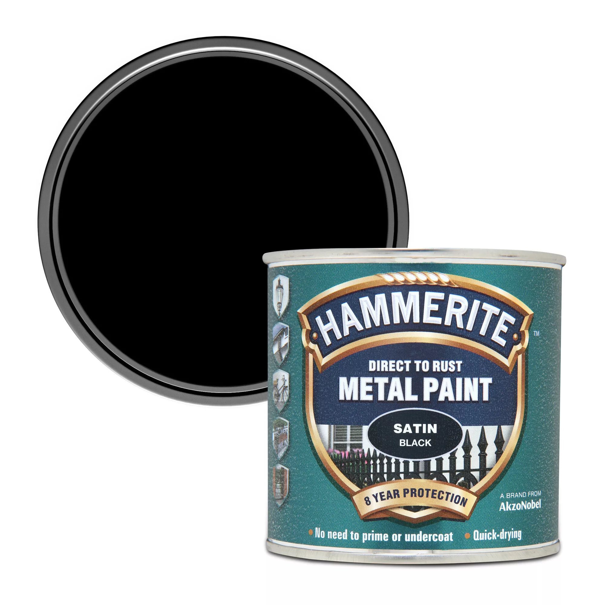 Hammerite Black Satinwood Metal Paint, 250ml 3 Hammerite Black Satinwood Metal Paint, 250ml