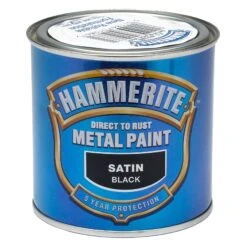 Hammerite Black Satinwood Metal Paint, 250ml 7 Hammerite Black Satinwood Metal Paint, 250ml -Hammerite Shop hammerite black satinwood metal paint 250ml5011867010861 08c bq