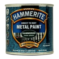 Hammerite Dark Green Hammered Effect Metal Paint, 250ml -Hammerite Shop hammerite dark green hammered effect metal paint 250ml5011867227016 08c bq
