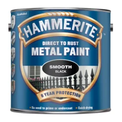 Hammerite Smoothrite Black Gloss Metal Paint, 2.5L -Hammerite Shop hammerite smoothrite black gloss metal paint 2 5l5011867220048 08c bq
