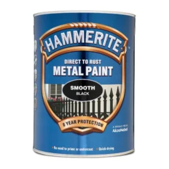 Hammerite Smoothrite Black Gloss Metal Paint, 5L -Hammerite Shop hammerite smoothrite black gloss metal paint 5l5011867220055 08c bq