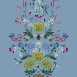 Joules Blue Floral Bee Smooth Wallpaper -Hammerite Shop joules blue floral bee smooth wallpaper5011583527117 02c bq