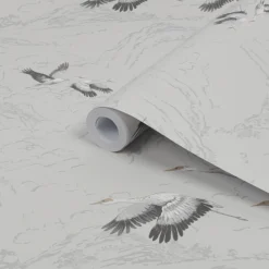 Laura Ashley Animalia Bird Silver Effect Smooth Wallpaper -Hammerite Shop laura ashley animalia bird silver effect smooth wallpaper5011583468267 36c bq