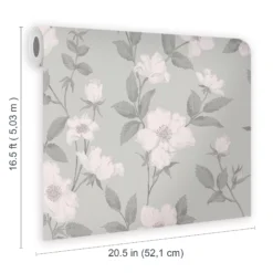 Laura Ashley Fleurir Smoke Green Floral Smooth Wallpaper -Hammerite Shop laura ashley fleurir smoke green floral smooth wallpaper5011583487077 02t bq