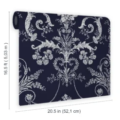 Laura Ashley Josette Midnight Damask Smooth Wallpaper -Hammerite Shop laura ashley josette midnight damask smooth wallpaper5011583468021 02t bq