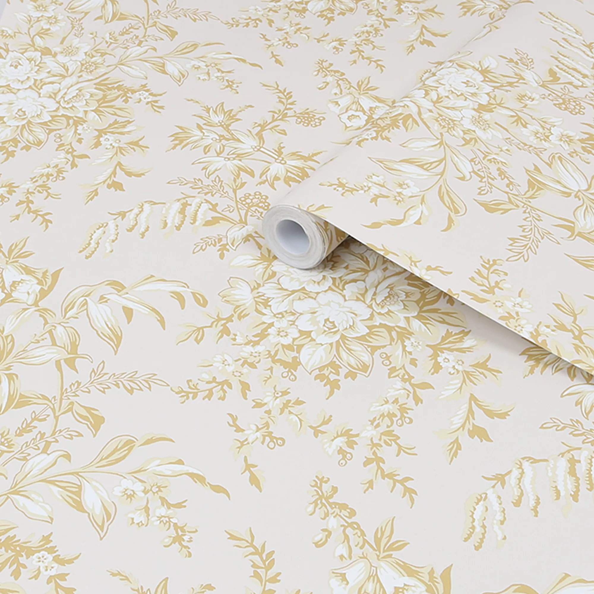 Laura Ashley Picardie Pale Gold Floral Smooth Wallpaper 4 Laura Ashley Picardie Pale Gold Floral Smooth Wallpaper - Image 2