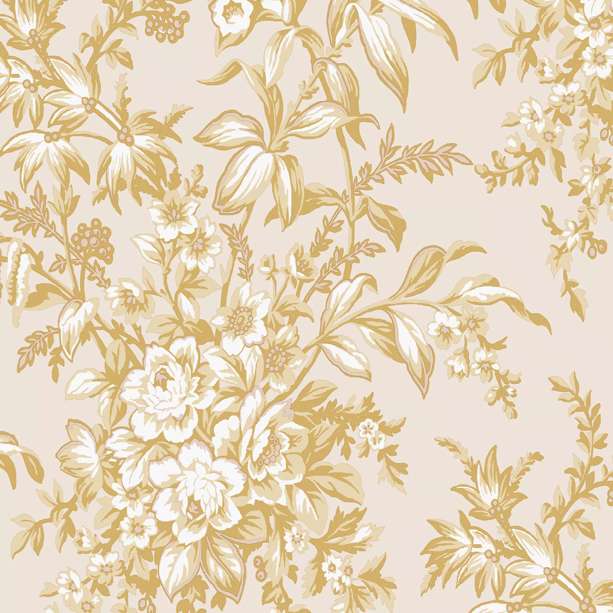 Laura Ashley Picardie Pale Gold Floral Smooth Wallpaper 5 Laura Ashley Picardie Pale Gold Floral Smooth Wallpaper - Image 3
