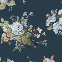 Laura Ashley Rosemore Midnight Seaspray Floral Smooth Wallpaper -Hammerite Shop laura ashley rosemore midnight seaspray floral smooth wallpaper5011583486506 37c bq