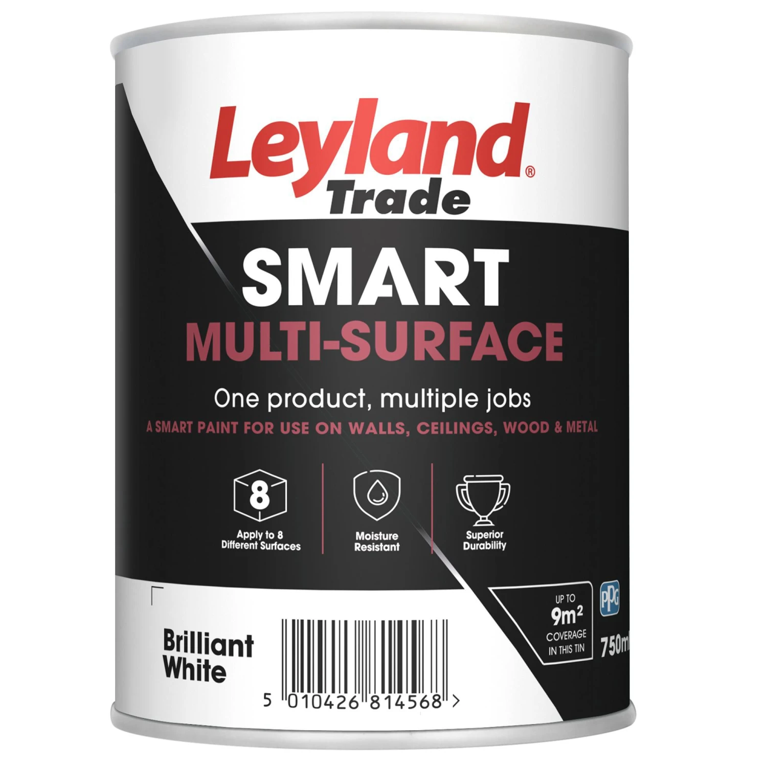 Leyland Trade Smart Brilliant White Mid Sheen Multi-surface Paint, 750ml 3 Leyland Trade Smart Brilliant White Mid Sheen Multi-surface Paint, 750ml