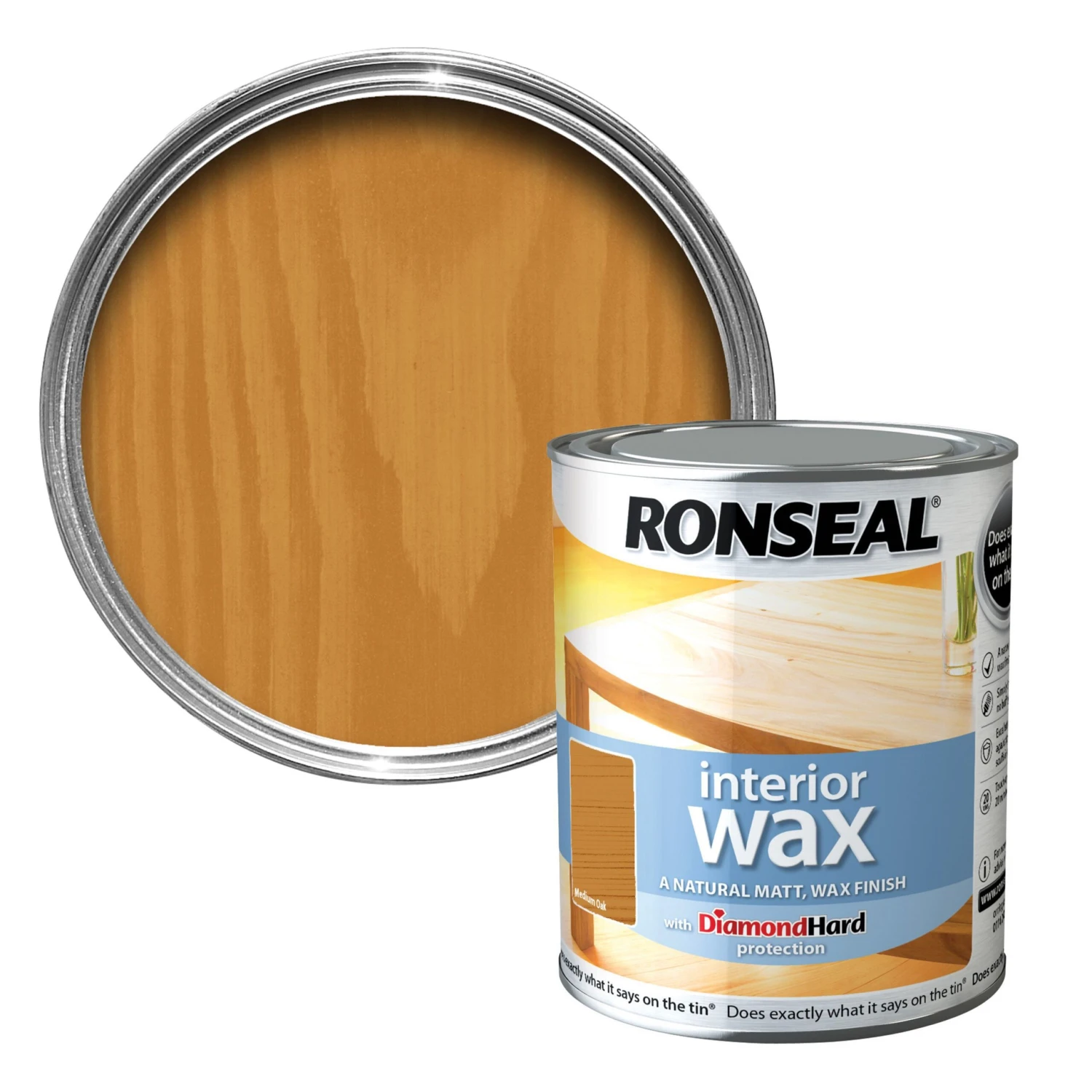 Ronseal Diamond Hard Medium Oak Matt Wax Wood Wax, 0.75L 3 Ronseal Diamond Hard Medium Oak Matt Wax Wood Wax, 0.75L