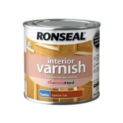 Ronseal Diamond Hard Medium Oak Satin Wood Varnish, 0.25L -Hammerite Shop ronseal diamond hard medium oak satin wood varnish 0 25l5010214868247 08c bq