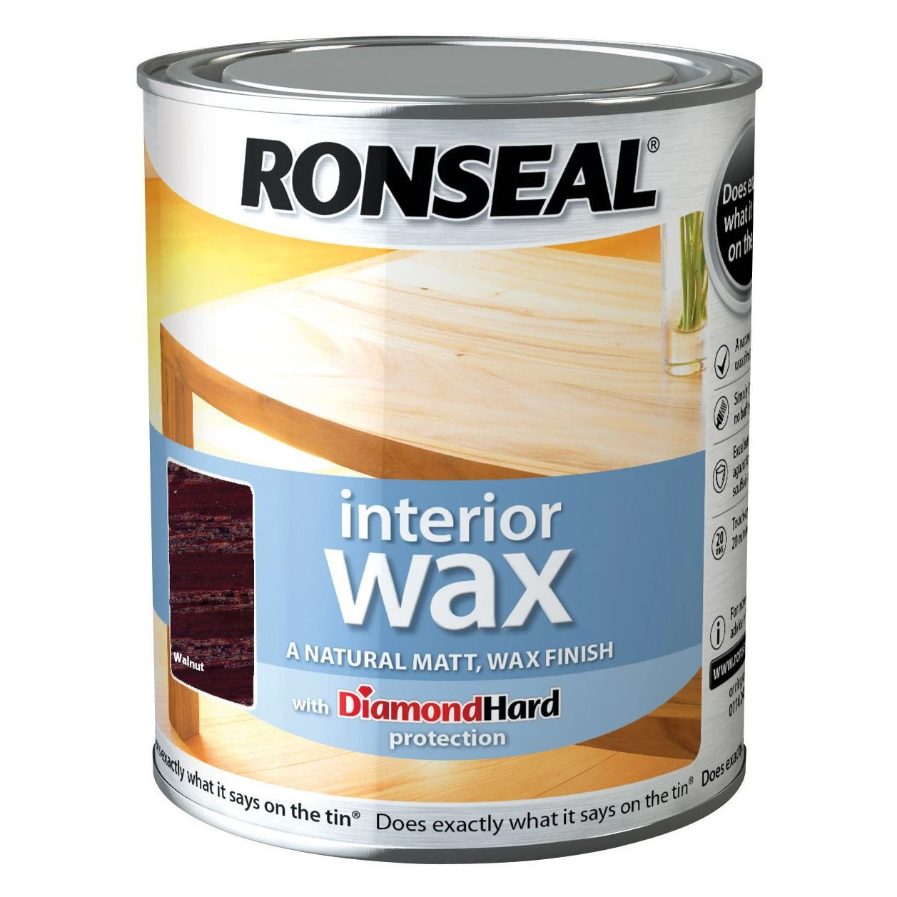 Ronseal Diamond Hard Walnut Matt Wax Wood Wax, 0.75L 4 Ronseal Diamond Hard Walnut Matt Wax Wood Wax, 0.75L - Image 2