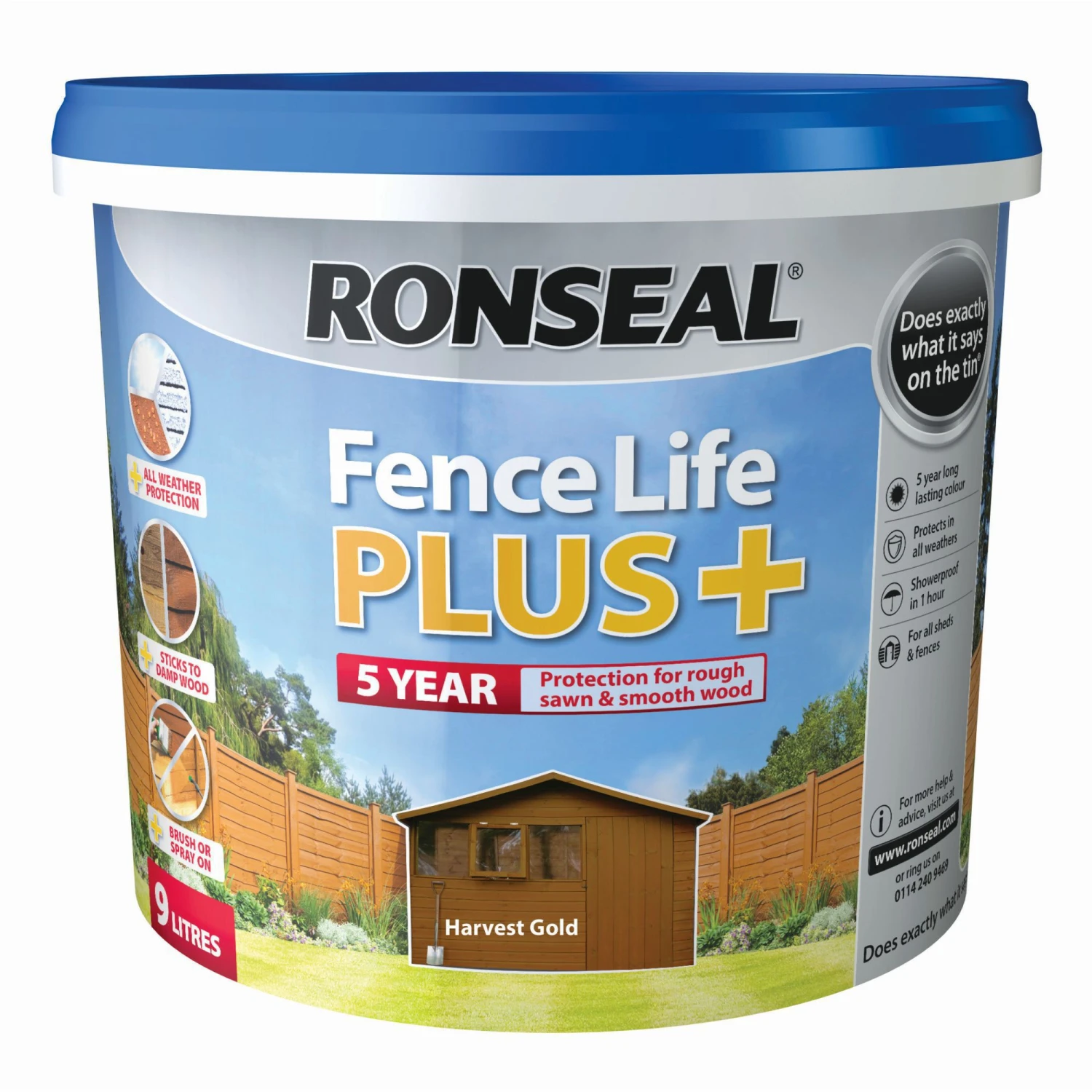 Ronseal Fence Life Plus Harvest Gold Matt Fence & Shed Treatment, 9L 3 Ronseal Fence Life Plus Harvest Gold Matt Fence & Shed Treatment, 9L